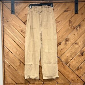 Zara Tie Waist Beige Casual Pants Size Extra Small Waffle